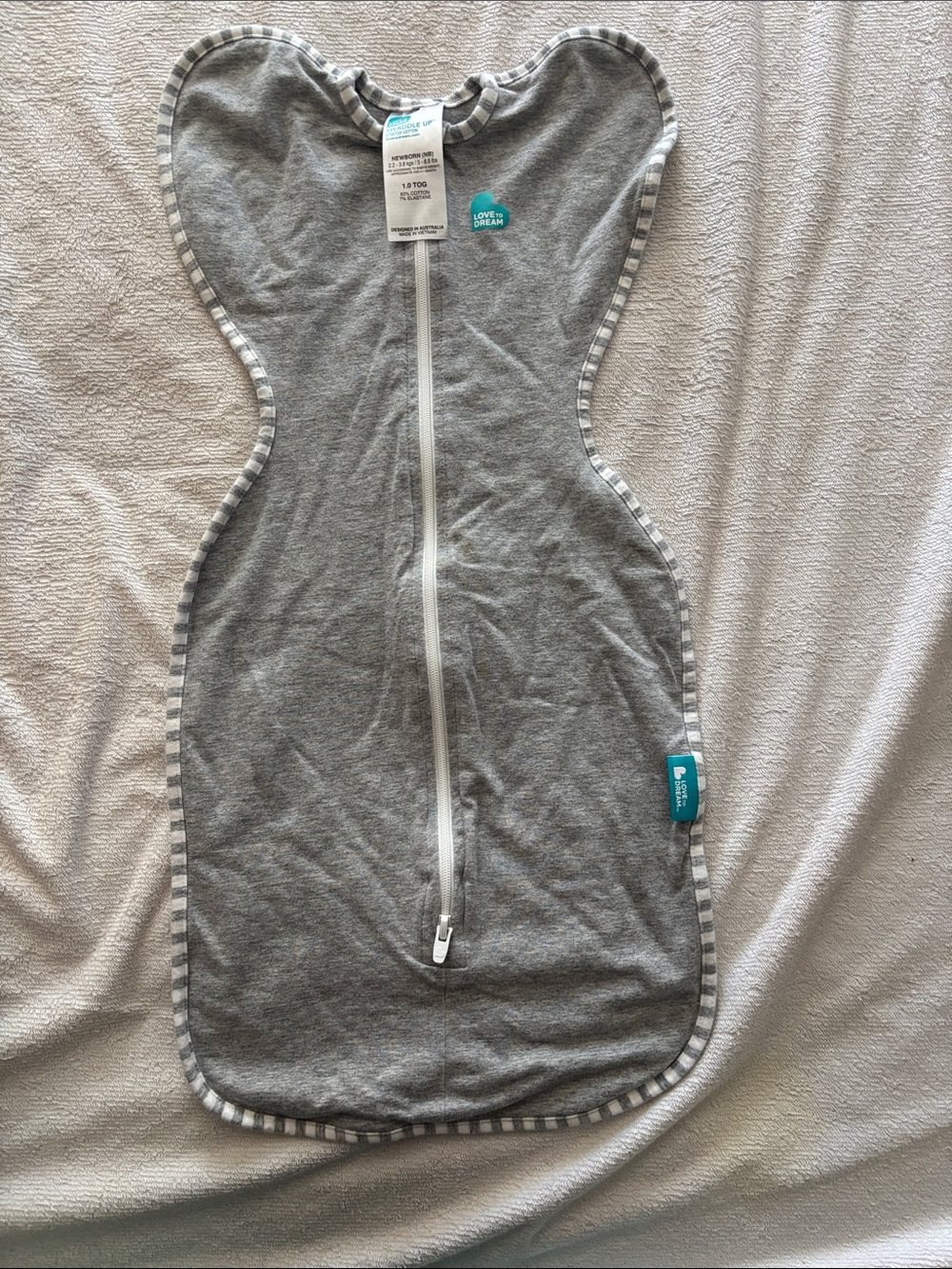 Love To Dream Grey Swaddle One-Piece Zip Sleep Sack